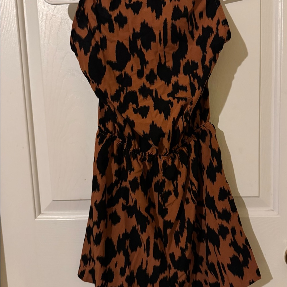 Halter Style Leopard Print Utility Romper